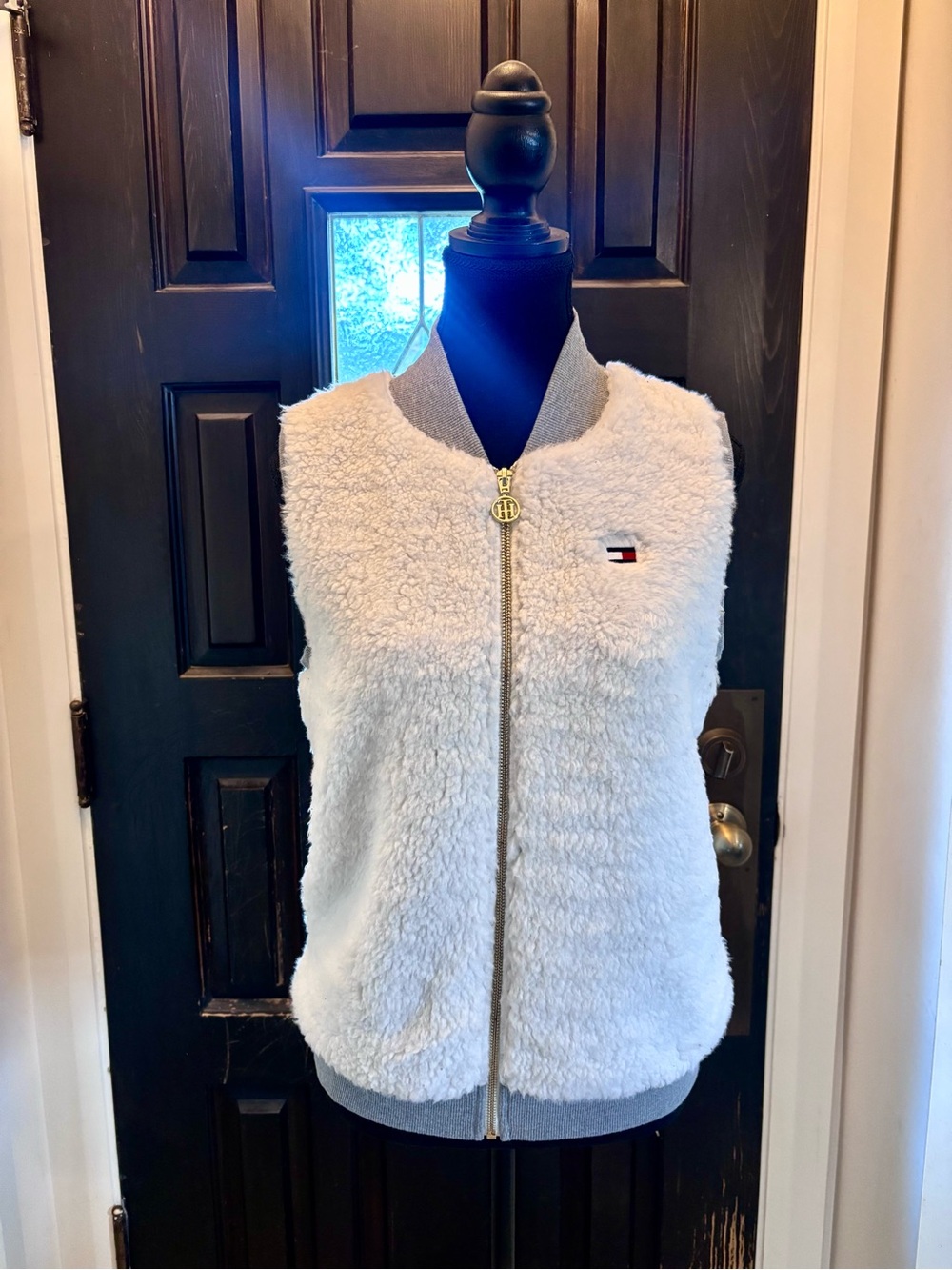 Tommy Hilfiger Ivory Sherpa Zip-Front Vest